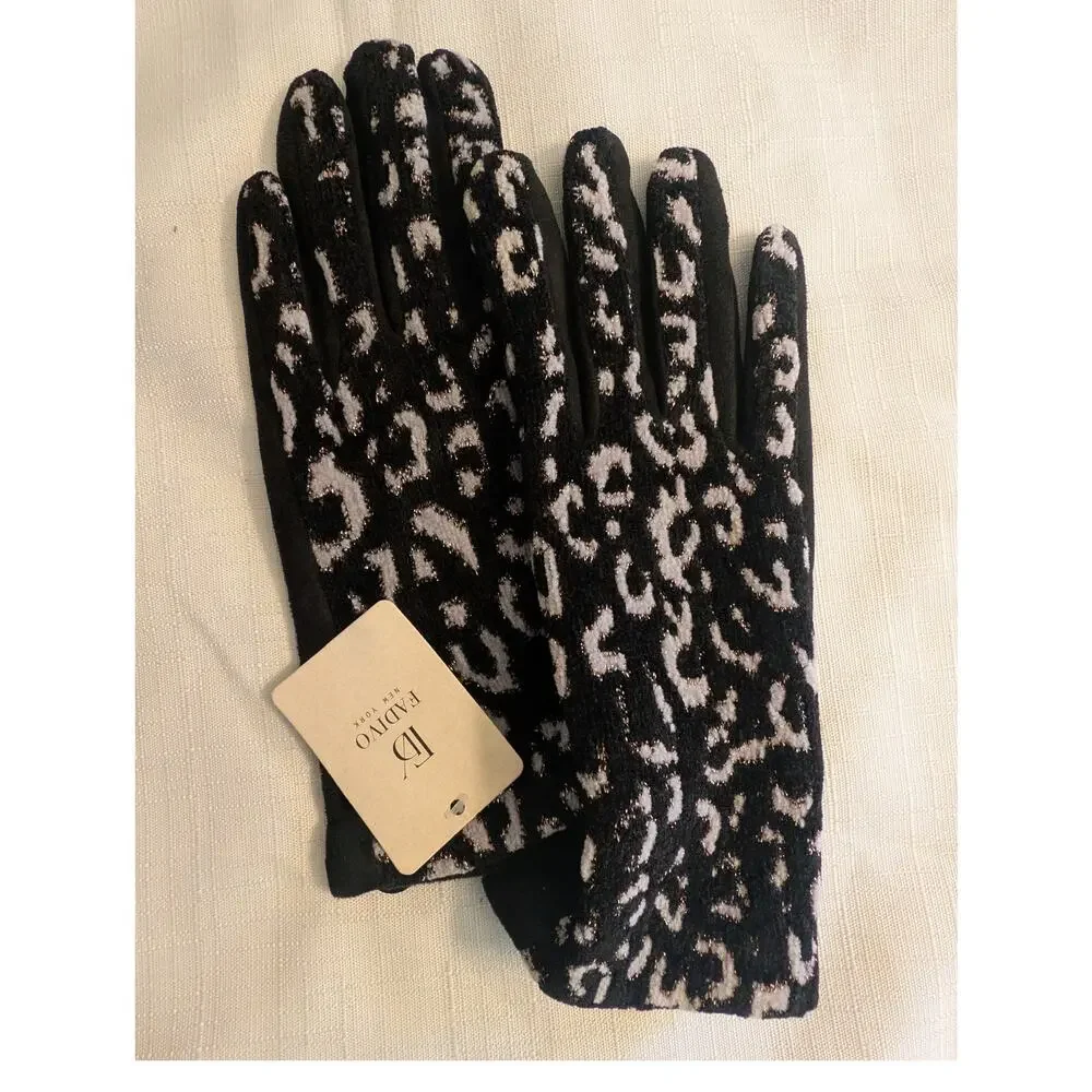 Fadivo New York Animal Print Black Gloves